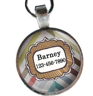 Pet ID Tag   Multicolored Pastel Chevron Patterned Handmade Custom Dog ID Tag  Dog Tag. Great for Medium to Large Sized Dogs   From California Mutts! : Pet Identification Tags : Pet Supplies