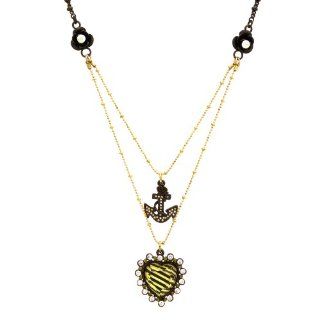 Betsey Johnson Nautical Heart and Anchor Pendant Necklace Jewelry