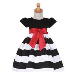 Lito Girls Black Stripe Flocked Christmas Dress Baby Girls 18 24M: Clothing
