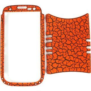 Cell Armor I747 RSNAP CK008 F Rocker Series Snap On Case for Samsung Galaxy S3   Retail Packaging   Burn Orange Egg Crack Leather Finish Cell Phones & Accessories