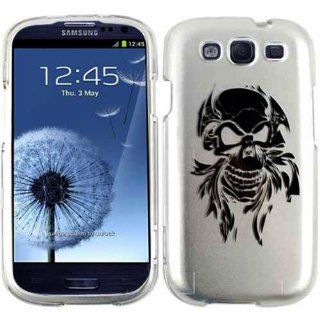 Cell Armor I747 SNAP TP1290 S Snap On Case for Samsung Galaxy SIII   Retail Packaging   Transparent Design, Black Skull Tattoo on Silver: Cell Phones & Accessories