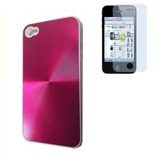 Hot Pink Metal Aluminum Back Cover Finger Ripple Hard Case+Screen Protector for iPhone 4G : Other Products : Everything Else