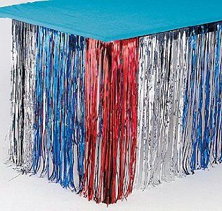 Patriotic Fringe Table Skirt   Tableware & Table Covers: Health & Personal Care