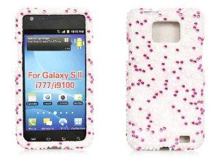 iSee Case Rhinestone Crystal Snap on Full Cover Case for AT&T Samsung SGH i777 Galaxy S2 SII i9100 (i9100 3D White Pearl Pink Crystal): Cell Phones & Accessories