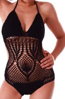 Sexy One Piece Scrunch Bottom Style Crochet Bathing Suit Monokini BM01 BK Black One Size **Free Ship at  Womens Clothing store: Fashion One Piece Swimsuits
