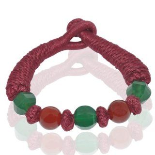 Threads Macrame Beaded Green & Red Onyx Gemstone Bracelet New Fashion Jewelry: Handmade Designer: Jewelry