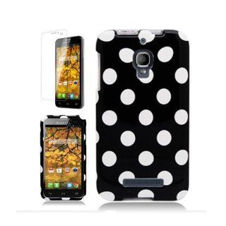 ALCATEL ONE TOUCH FIERCE BLACK WHITE POLKA DOT COVER SNAP ON HARD CASE + FREE SCREEN PROTECTOR from [ACCESSORY ARENA]: Cell Phones & Accessories