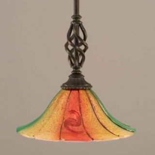 Elegante Mini Pendant w 10 in. Mardi Gras Glass Shade   Ceiling Pendant Fixtures  