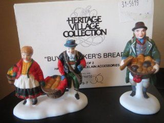 Department 56 Heritage Village Collection ; Alpine Village ; Buying Baker's Bread 1992 Retired Set of 2 ; Handpainted Porcelain Accessories #5619 7 : Other Products : Everything Else