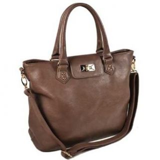 Women's Light Brown Leather like large tote Hand bag F63 Leather: Clothing