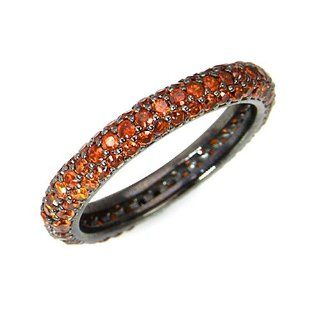 Orange CZ 925 Sterling Silver Eternity Band Stack/Stackable Ring Size 8.5: Jewelry