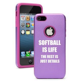 Apple iPhone 5 5S Purple 5D2013 Aluminum & Silicone Case Cover Softball Is Life: Cell Phones & Accessories