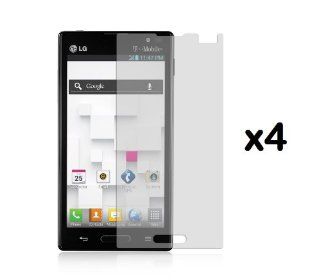LG Optimus L9 P769 (T Mobile, Metro PCS)   Premium Combo Pack   4 Transparent Clear Screen Protectors + Atom LED Keychain Light Cell Phones & Accessories