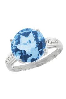 Effy Jewlery White Gold Blue Topaz and Diamond Ring, 4.79 TCW Ring size 7: Effy: Jewelry