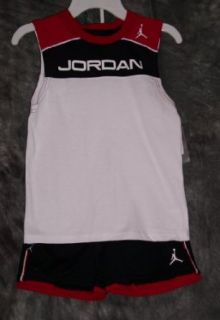Nike Air Jordan Flight Boys Tank & Short 2 Piece Set, Black/Red/White (4) : Athletic Tracksuits : Sports & Outdoors