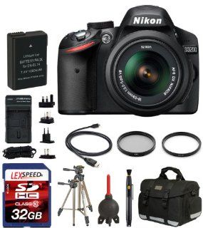 Nikon D3200 Digital SLR Camera With AF S DX NIKKOR 18 55mm 1:3.5 5.6G VR Lens + Spare Battery + Deluxe Camera Gadget Bag + LexSpeed 32GB Class 10 SDHC Memory Cards + Two Multi Coated 3PC Filter Kits + Deluxe Camera Gadget Bag + Sunpak 620 9002TM 58 Inch Tr