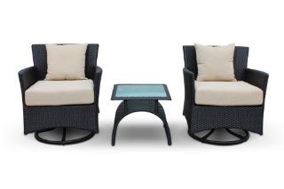 Gaia, 3 Piece Conversation Set By Luxus Outdoor Patio Furniture Set Swivel/Rocking Chairs Porch Lounge : Outdoor And Patio Furniture Sets : Patio, Lawn & Garden