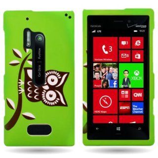 CoverON(TM) GREEN Hard Cover Case with BLACK WHITE OWL Design for NOKIA LUMIA 928 With PRY  Triangle Case emoval Tool [WCE781] Cell Phones & Accessories