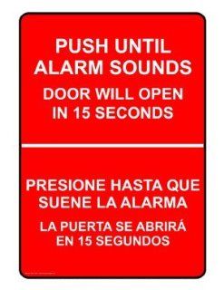 Push Until Alarm Sounds Door Can Be Opened Sign NHB 14000 Enter / Exit : Office Products : Office Products