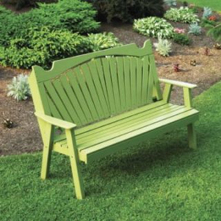 A & L Furniture Yellow Pine Fanback Garden Bench   Outdoor Benches