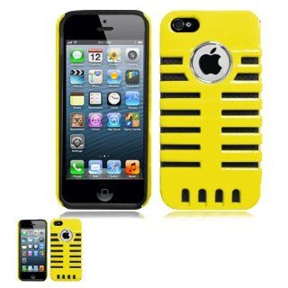 IPhone 5 Yellow Microphone Design Case + Free Clear Screen Protector: Cell Phones & Accessories