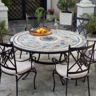 Palazetto Barcelona 60 in. Round Mosaic Patio Dining Set   Seats 6   Patio Dining Sets