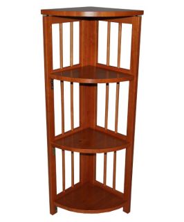 4 Tier Corner Folding Bookcase   Honey Oak   Bookcases
