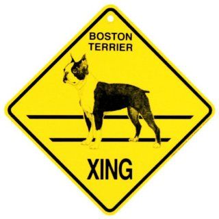 KC Creations Boston Terrier Xing Caution Crossing Sign Dog Gift: Pet Supplies