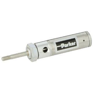 Parker .88RSR01.0 Stainless Steel 304 Air Cylinder, Round Body, Single Acting, Spring Extend, Nose Mount, Non cushioned, 7/8 inches Bore, 1 inches Stroke, 1/4 inches Rod OD, 1/8" NPT Port: Industrial Air Cylinders: Industrial & Scientific