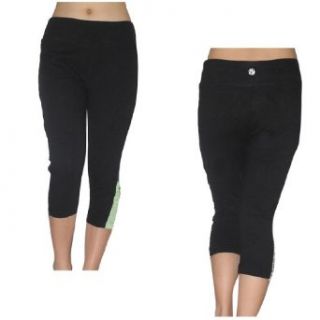 Bally Total Fitness Womens Skinny Leggings / Yoga Capri Pants Large Black: Clothing