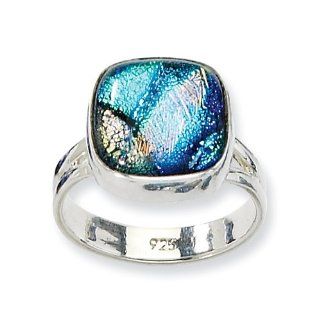 Sterling Silver Blue Dichroic Glass Ring Dichroic Jewelry