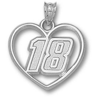Officially Licensed Sterling Silver Kyle Busch "18" Nascar Heart Pendant: Jewelry