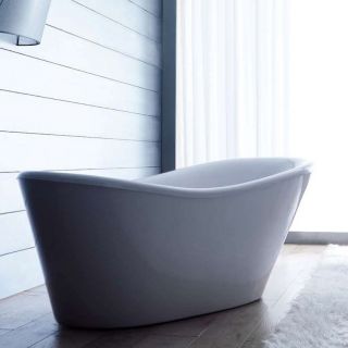 WS Bath Collections Nina White 66 Inch Modern Acrylic Freestanding Tub   Freestanding Tubs