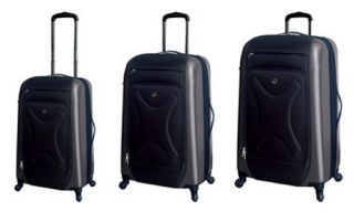 Travelers Club 3 Piece Embossed Hybrid Luggage Set with 4 Wheel System   Black   Luggage Sets