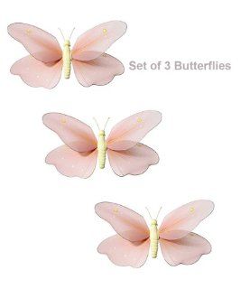 5" x 4" Peach Hanging Butterfly Decorations for Butterfly Party Decorations Butterfly Nursery Baby Room And Girls Room Dcor  Nursery Wall Hangings  Baby