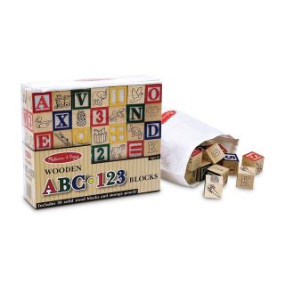 Melissa and Doug Wooden ABC/123 Blocks   Set of 50   Learning Aids