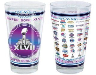 Super Bowl XLVII New Orleans & All 47 NFL Super Bowl Logos Victory Pint Glass : Drinkware Cups : Sports & Outdoors