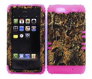 BUMPER CASE FOR MOTOROLA DROID RAZR MAXX XT913 HOT PINK SKIN CAMO BROWN LEAVES HARD CASE: Cell Phones & Accessories
