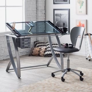 Studio Designs Futura Advanced Drafting Table with Side Shelf Set with Chair   Drafting & Drawing Tables