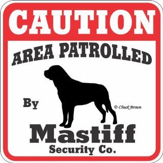 Dog Yard Sign "Caution Area Patrolled By Mastiff Security Company" : Patio, Lawn & Garden