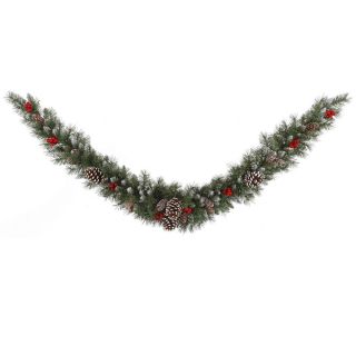 Vickerman 6 ft. Pre Lit Frosted Tip Berry Swag Garland   Christmas Garland