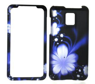 Purple Flower Rubberized Snap on Hard Skin Shell Protector Cover Case for LG Optimus G2x P999 + Microfiber Pouch Bag: Electronics