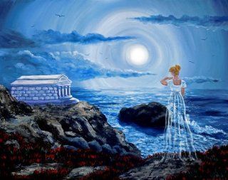 Her Tomb By the Sounding Sea Annabel Lee Iverson Original Painting on Canvas   Acrylic Paintings
