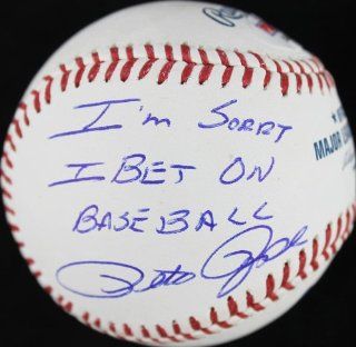 REDS PETE ROSE "I'M SORRY I BET ON BASEBALL" SIGNED AUTHENTIC OML BASEBALL ITP CERTIFICATE OF AUTHENTICITY PSA/DNA #ROSEBALL803: Sports Collectibles