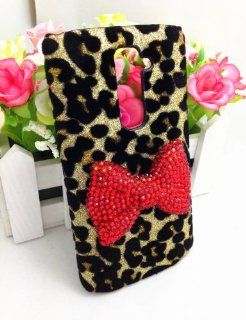 Bling Shiny 3D Pink Bow Leopard Special Party Case Cover For LG Optimus G2 D800 D801 D802 D803 VS980 F320 (Red Bow) Cell Phones & Accessories