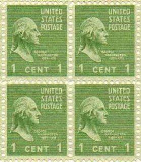 George Washington Set of 4 x 1 Cent US Postage Stamps NEW Scot 804: Everything Else