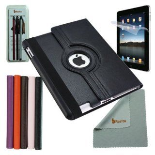 Rasfox New 6in1 Combo For iPad 2/3rd 4th generation: 360 Rotating Leather Hard Stand Case Cover ,Screen Protector,Clean Cloth and 3 Stylus , Pick 1 of 5 Colors     Black: Computers & Accessories