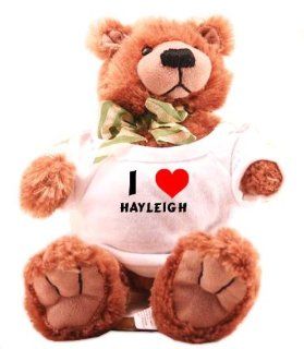 Plush Teddy Bear (Molasses) with I Love Hayleigh (first name/surname/nickname): Toys & Games