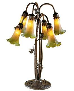 Dale Tiffany 1740/829 6 Light Dragonfly Lily Table Lamp, Bronze and Blown Glass Shade    