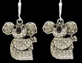 Koala Bears Black & Clear Crystal Rhinestone Sparkling 1 inch long Earrings  Celebrate these Precious Little Endangered Species Animals! Fantastic Gift!: Sports & Outdoors